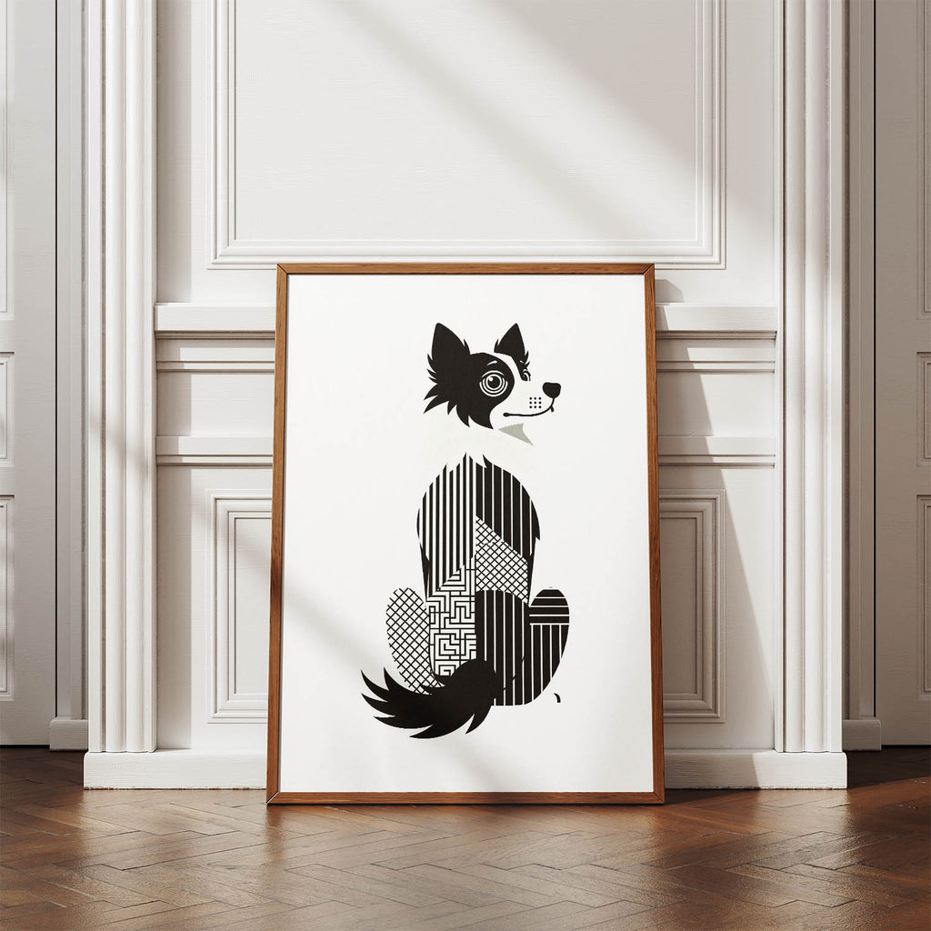 Border Collie Geometric Line Art mockup