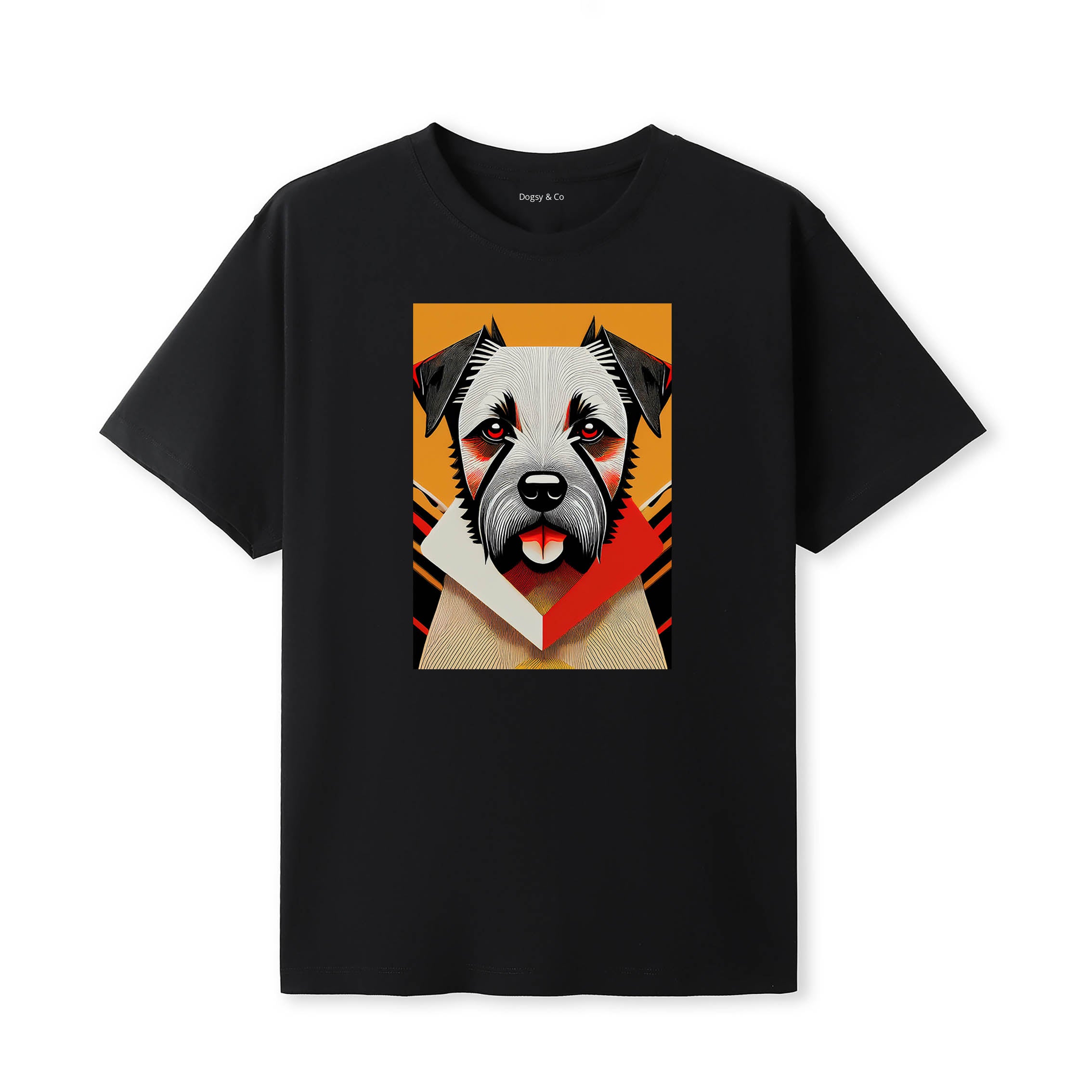 Border Terrier Retro Geo Orange Dog T-Shirt | Dogsy & Co