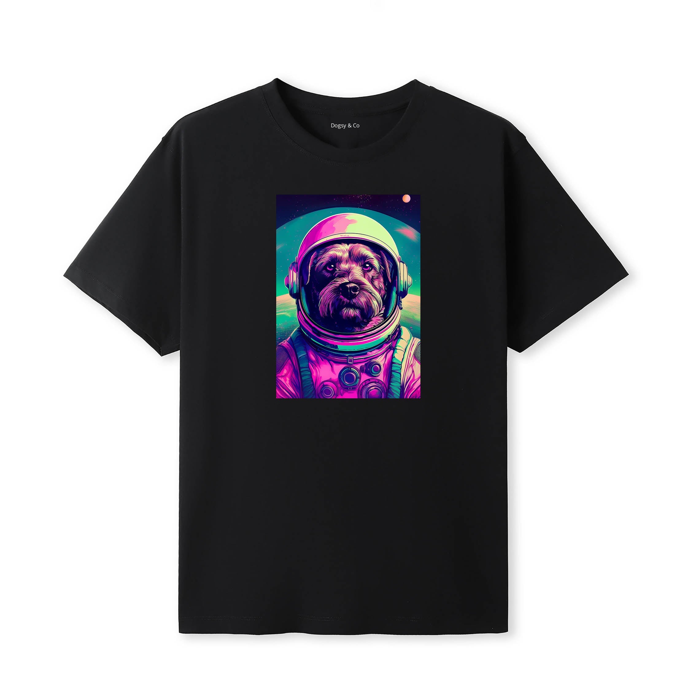 Border Terrier Space Dogs T-Shirt V2 colourful astronaut dog artwork in a retro space design