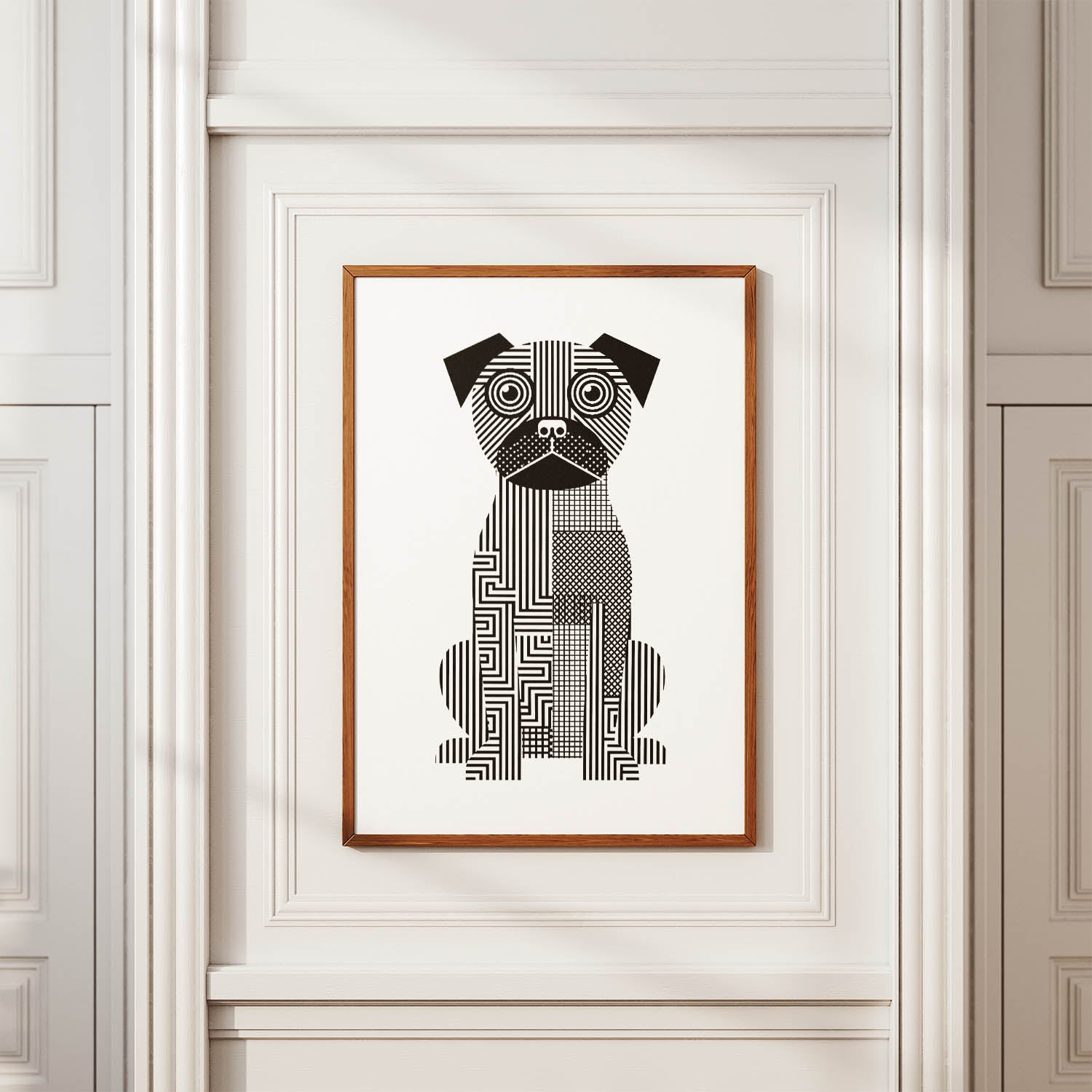 Border Terrier Geometric Line Art Print - Framed Mockup