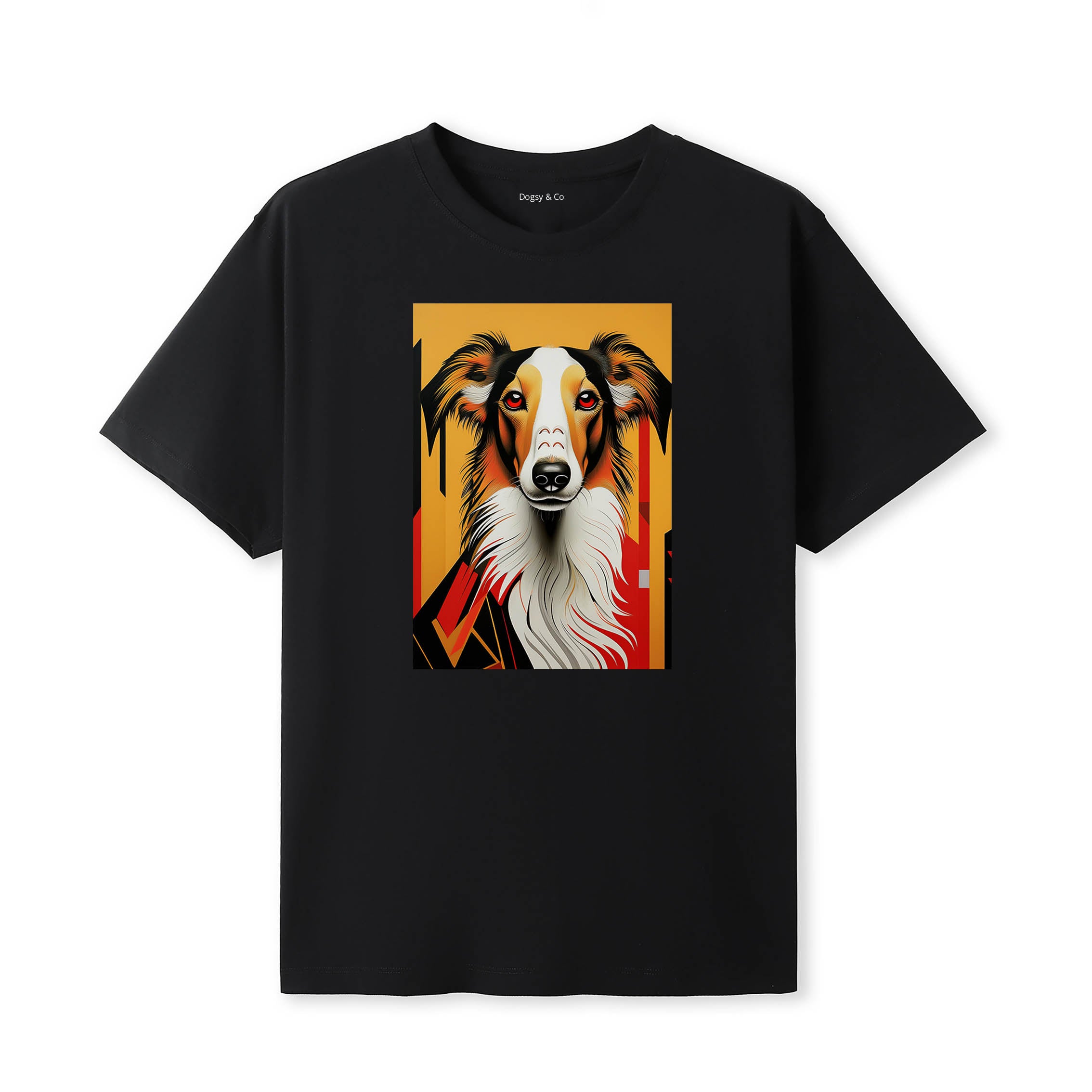 Borzoi Retro Geo Orange Dog T-Shirt | Dogsy & Co