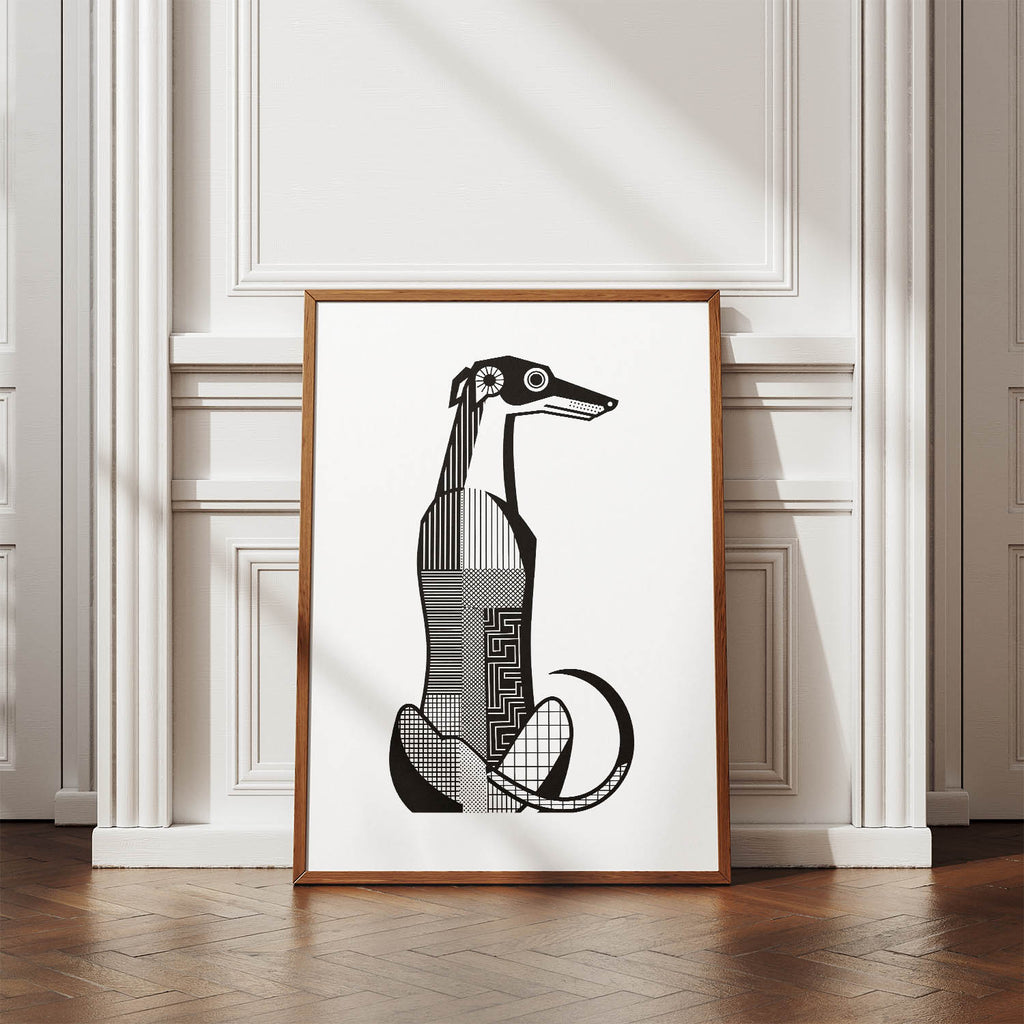 Borzoi Geometric Line Art mockup
