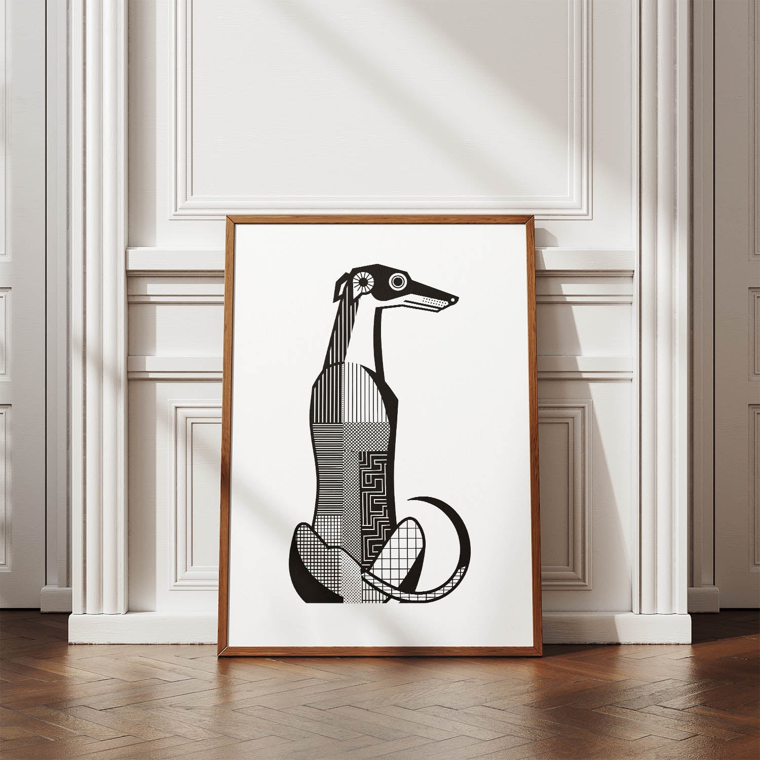 Borzoi Geometric Line Art mockup