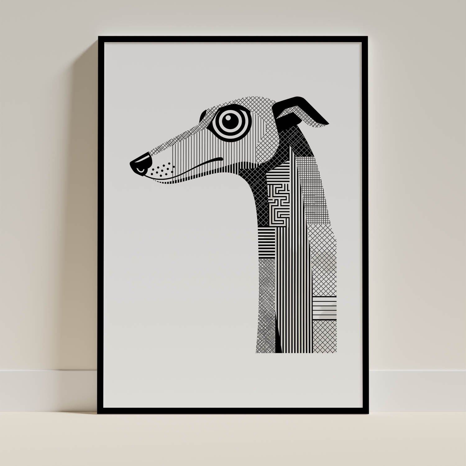 Borzoi Geometric Line Art mockup