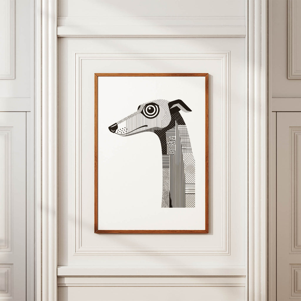 Borzoi Geometric Line Art mockup