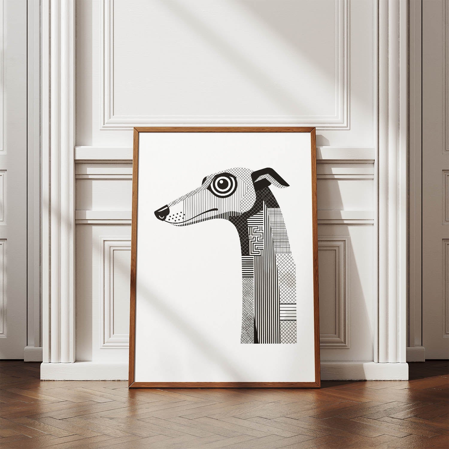 Borzoi Geometric Line Art mockup