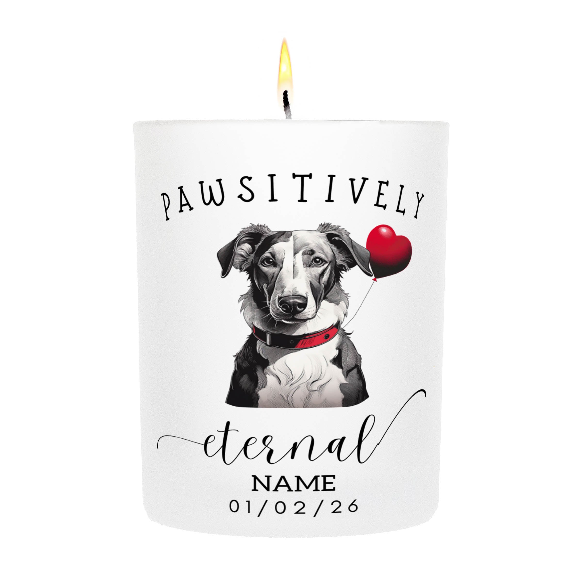 Borzoi In Memory Custom Pawsitively Eternal Candle White