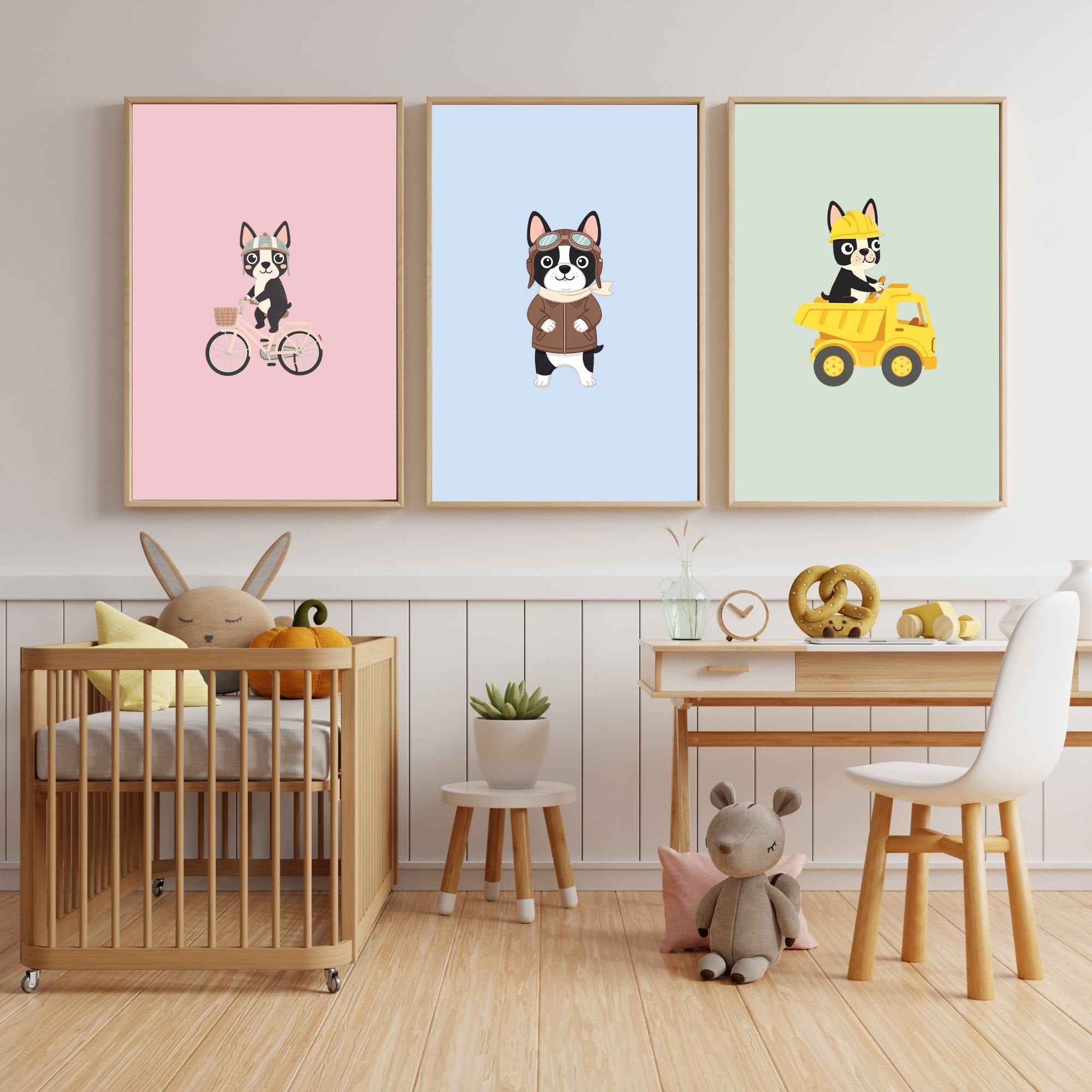 Boston Terrier Kids Nursery Wall Art Print Bundle — 22 Dog Costume Designs, 5 Colours, 6 Print Sizes | Digital Download