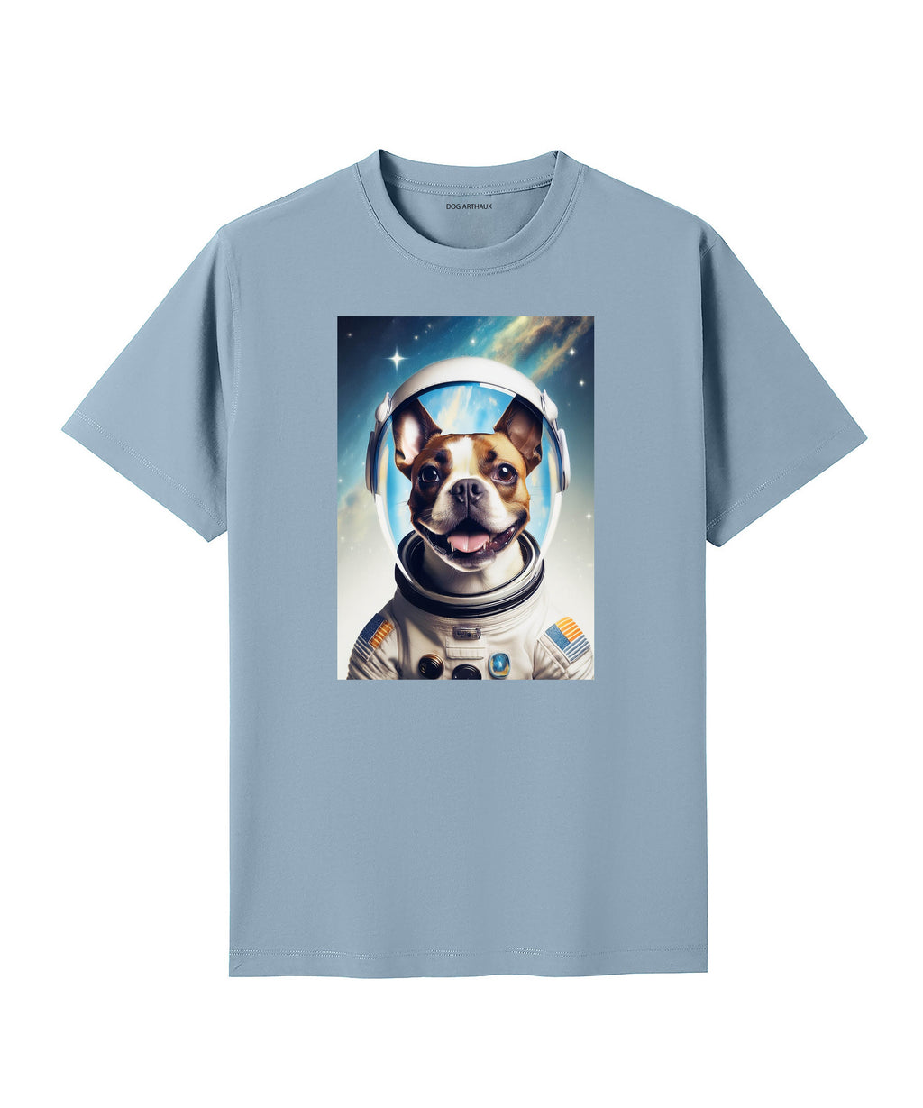 Boston Terrier Astronaut Dog T-shirt - Blue