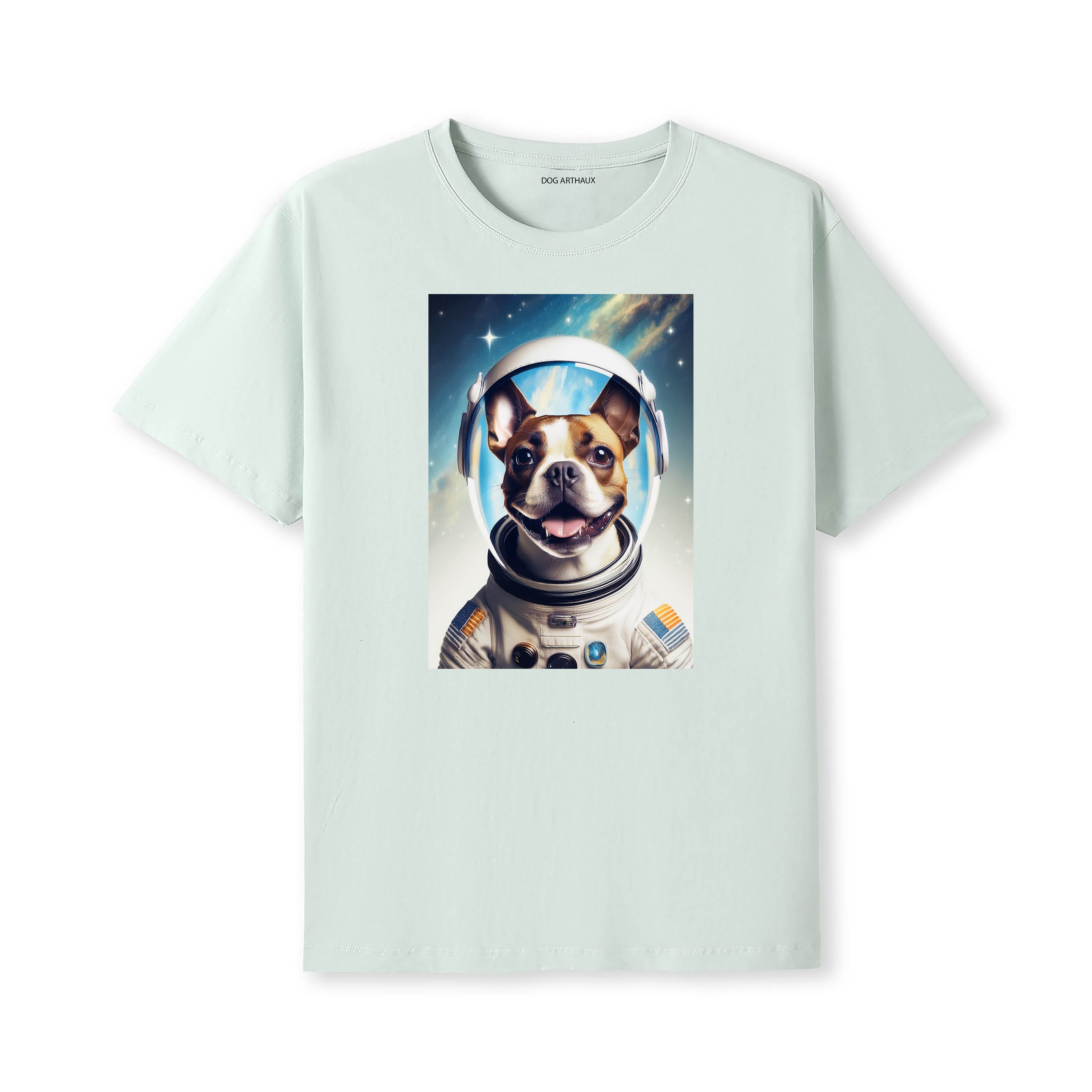 Boston Terrier Astronaut Dog T-shirt - Mint