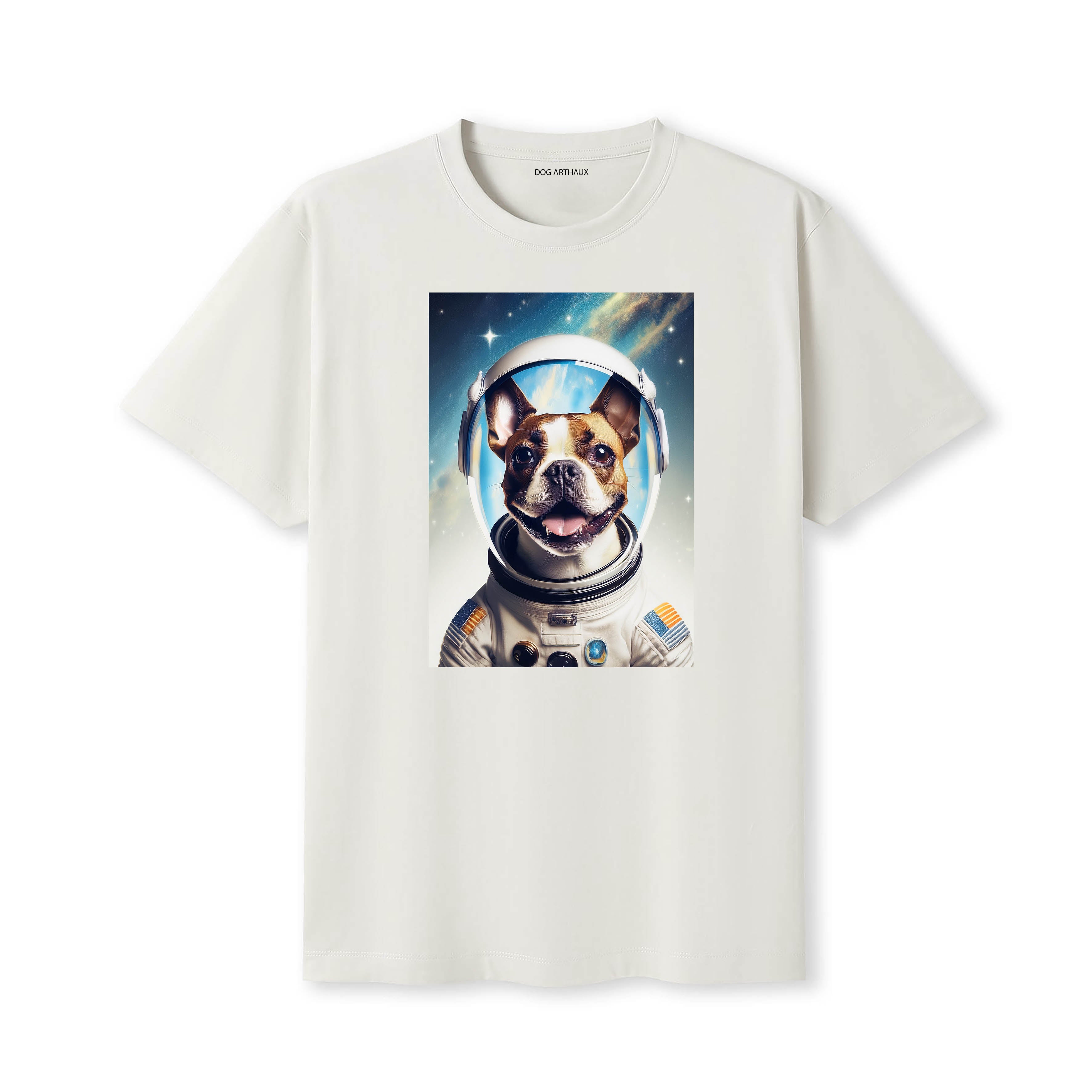 Boston Terrier Astronaut Dog T-shirt - Natural