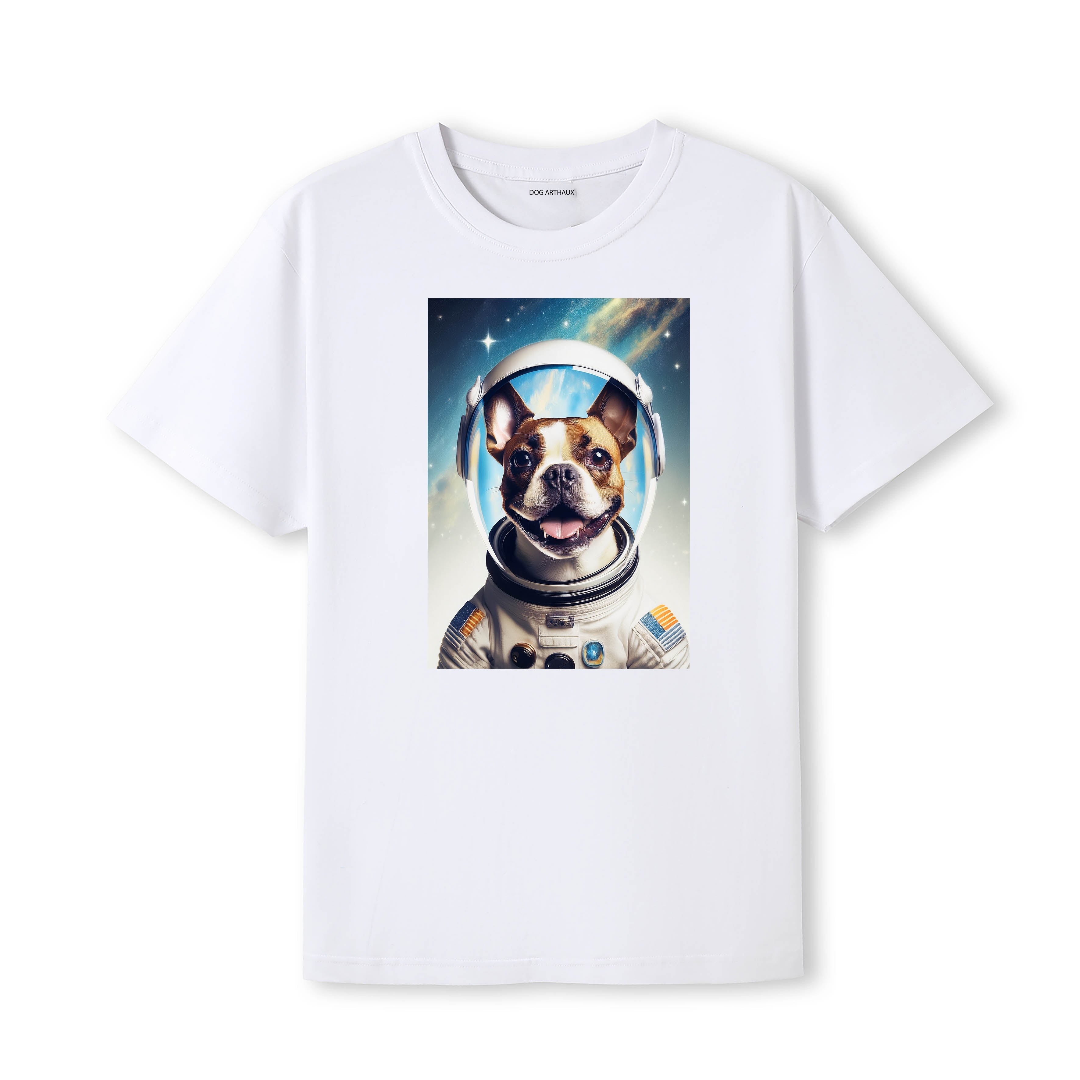 Boston Terrier Astronaut Dog T-shirt - White
