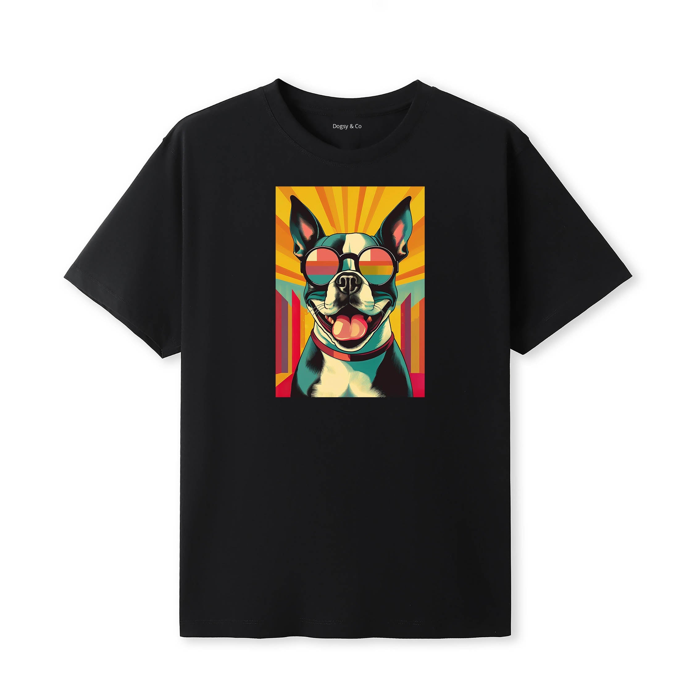 Boston Terrier Sunnies Dog T-Shirt V2 Black