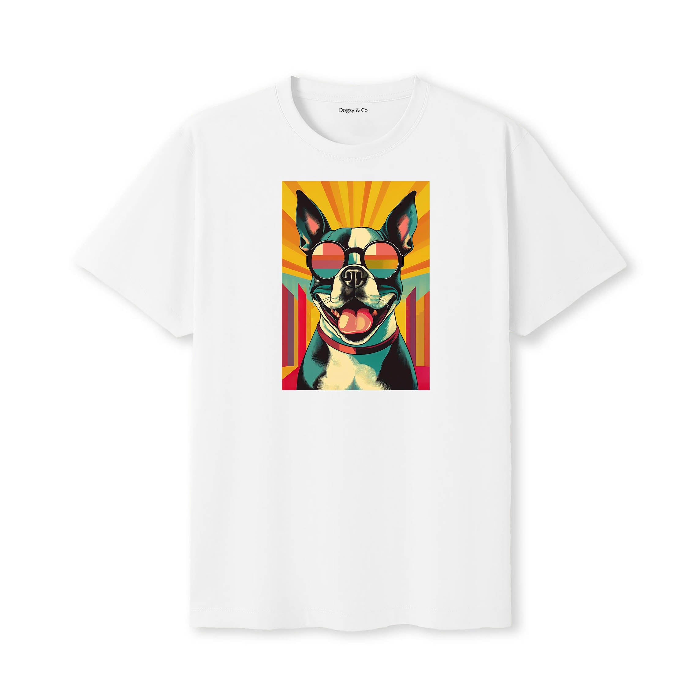 Boston Terrier Sunnies Dog T-Shirt V2 White