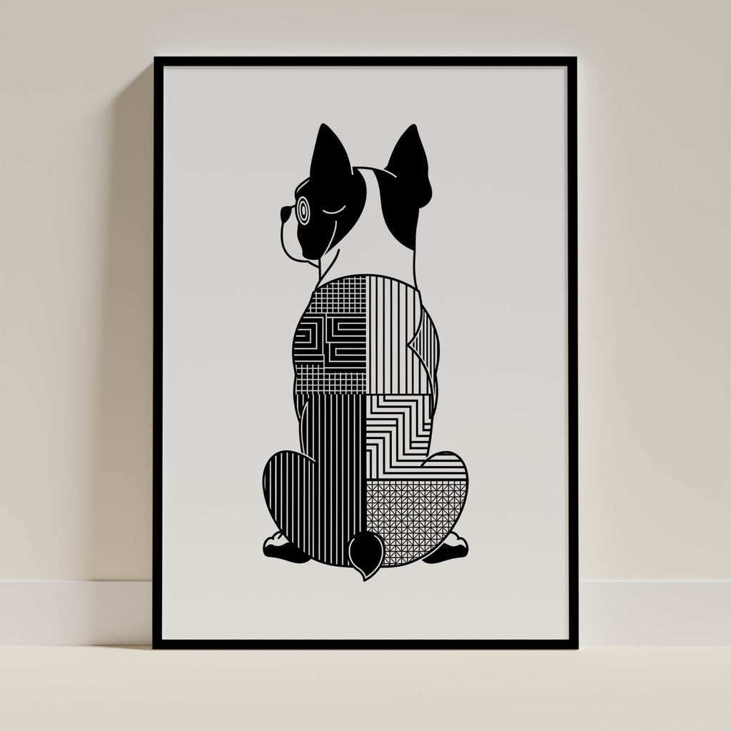 Boston Terrier Geometric Line Art mockup