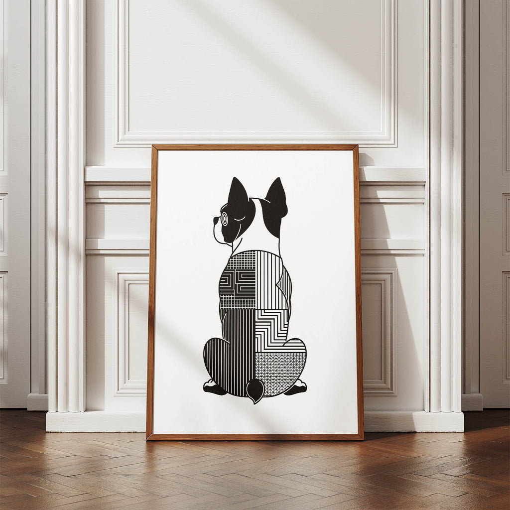 Boston Terrier Geometric Line Art mockup