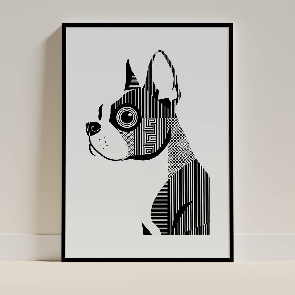 Boston Terrier Geometric Line Art mockup