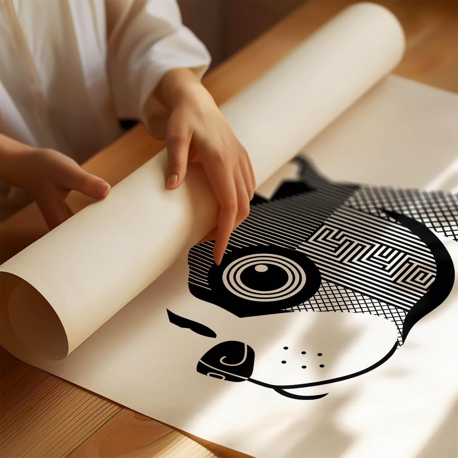 Boston Terrier Geometric Line Art mockup