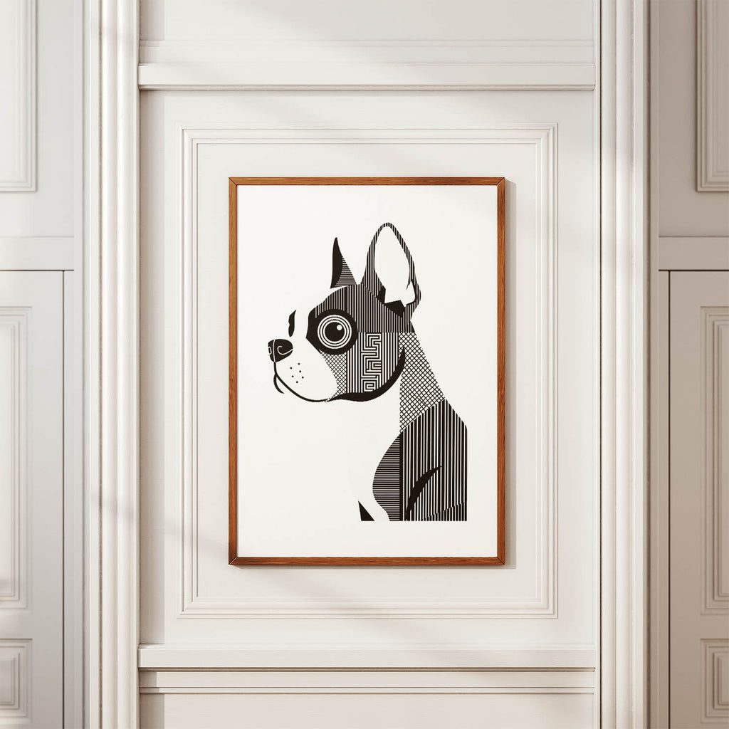 Boston Terrier Geometric Line Art mockup