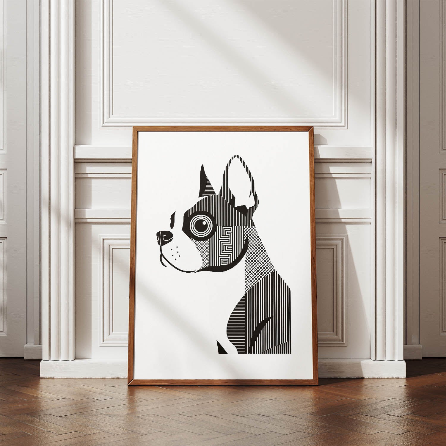 Boston Terrier Geometric Line Art mockup