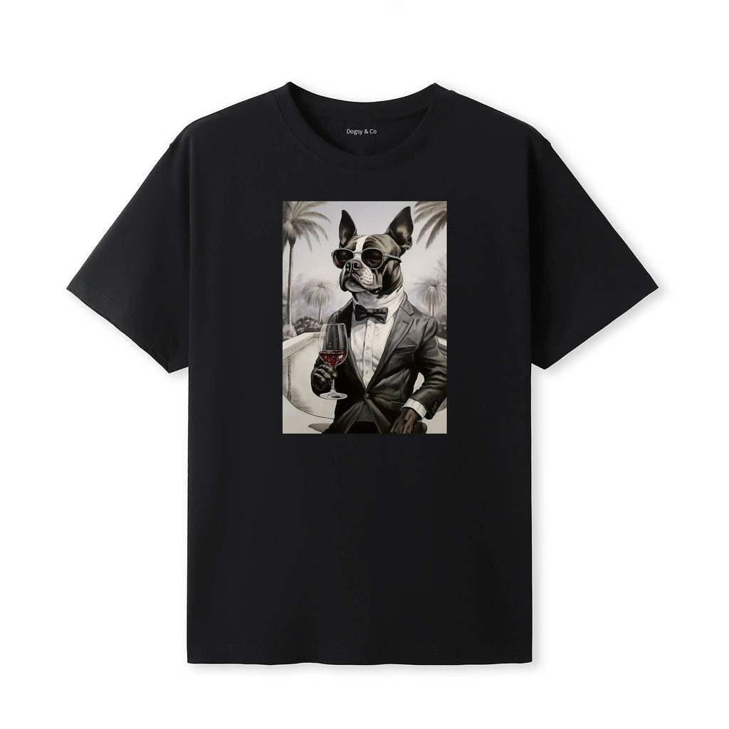 Boston Terrier distinguished gentleman dog t-shirt - black
