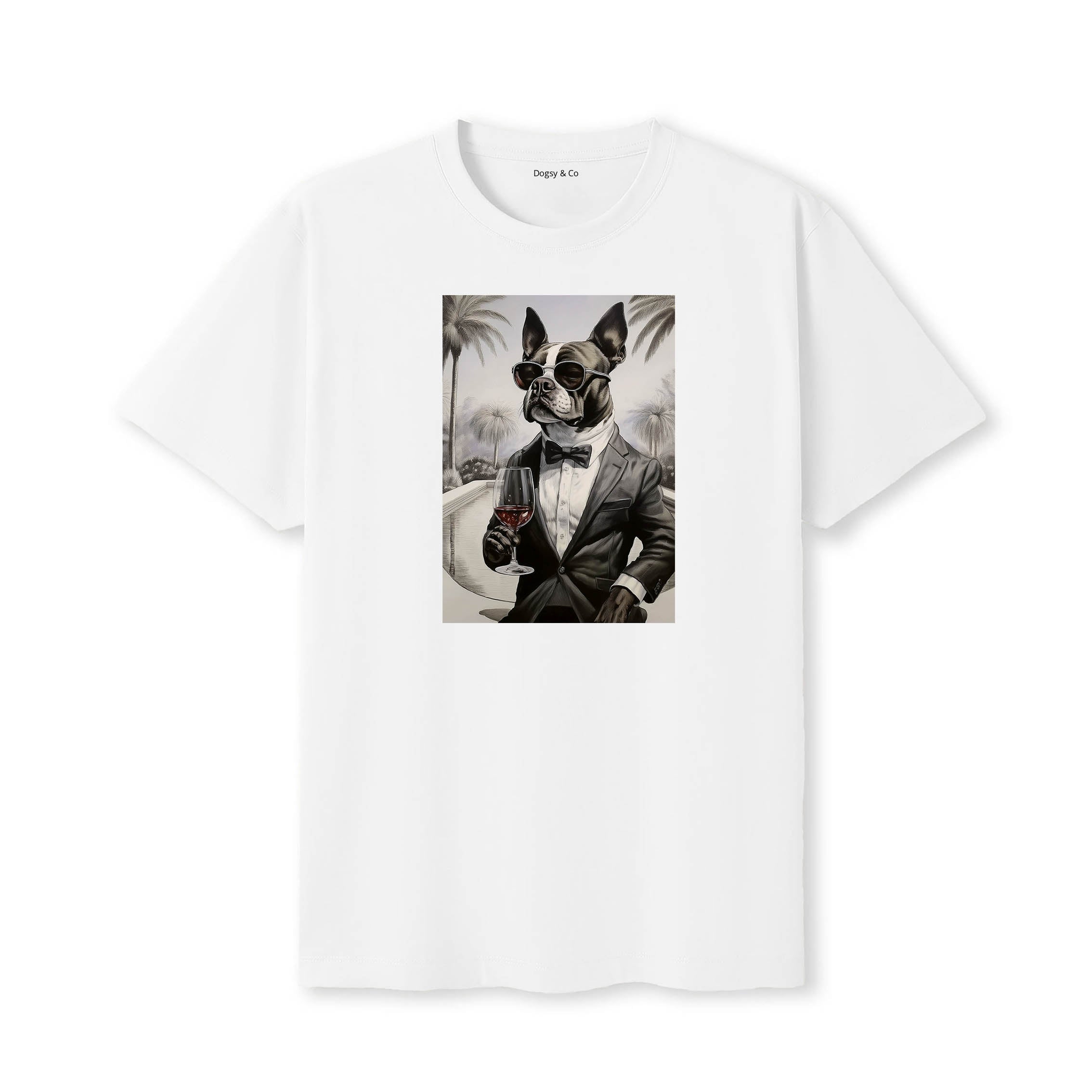 Boston Terrier distinguished gentleman dog t-shirt - white