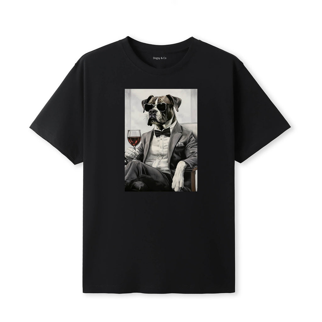 Boxer distinguished gentleman dog t-shirt - black