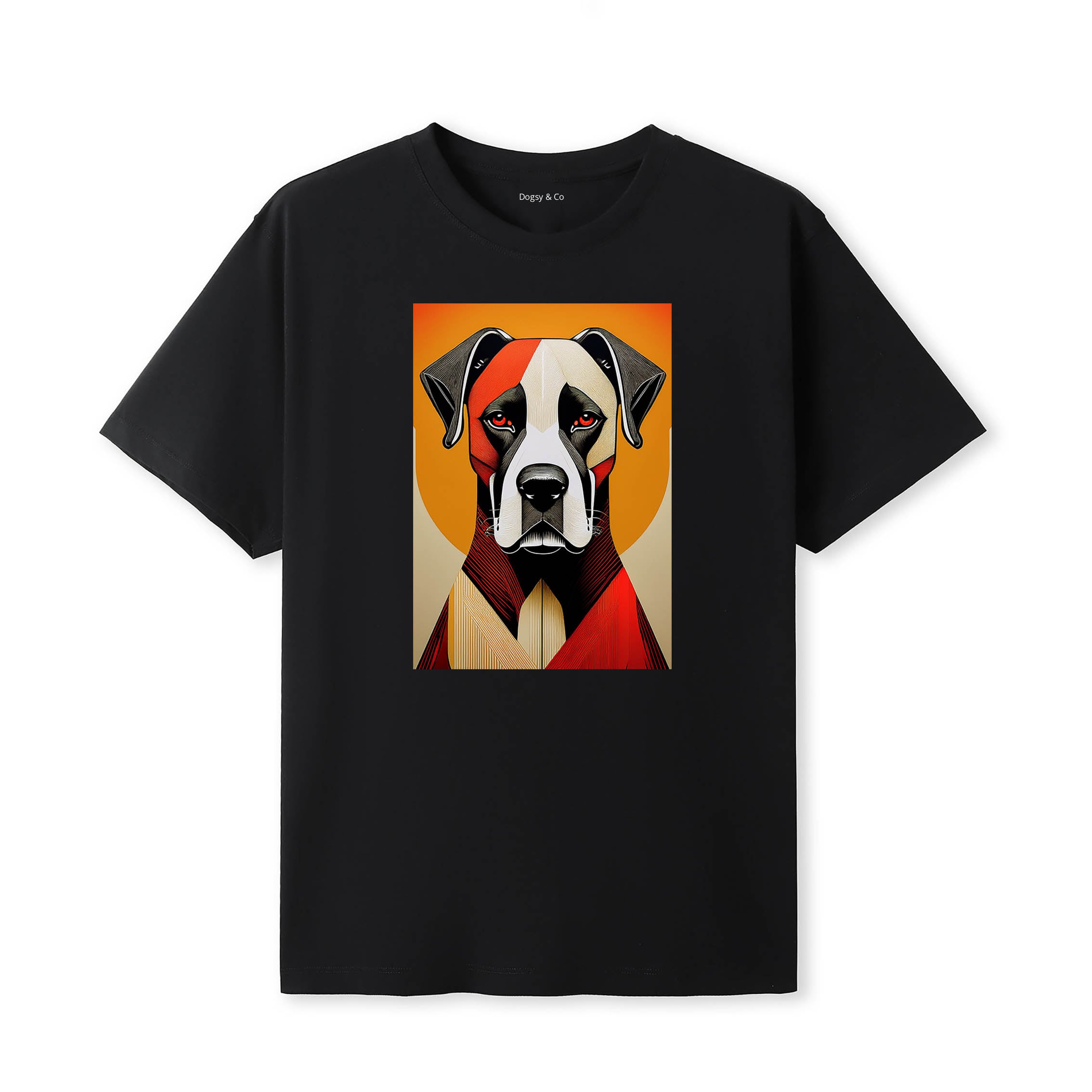 Boxer Retro Geo Orange Dog T-Shirt | Dogsy & Co