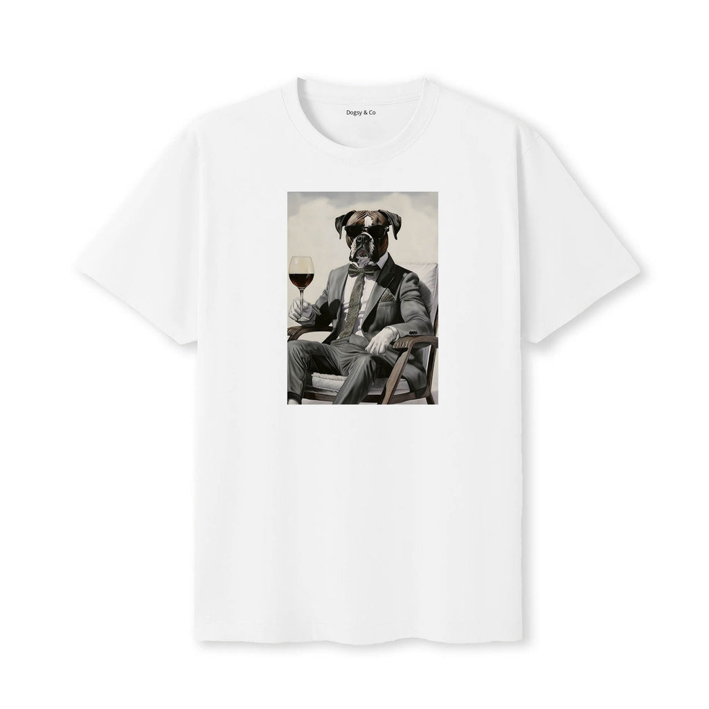 Boxer distinguished gentleman dog t-shirt - white