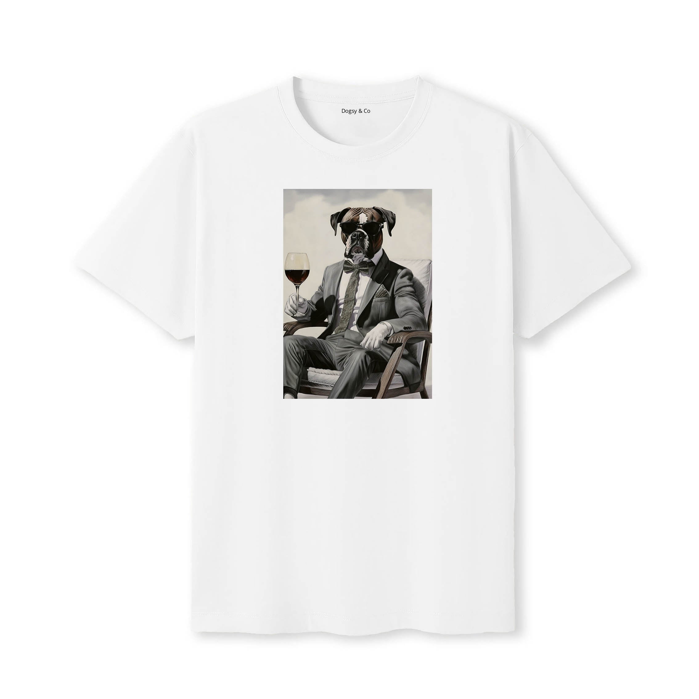 Boxer distinguished gentleman dog t-shirt - white