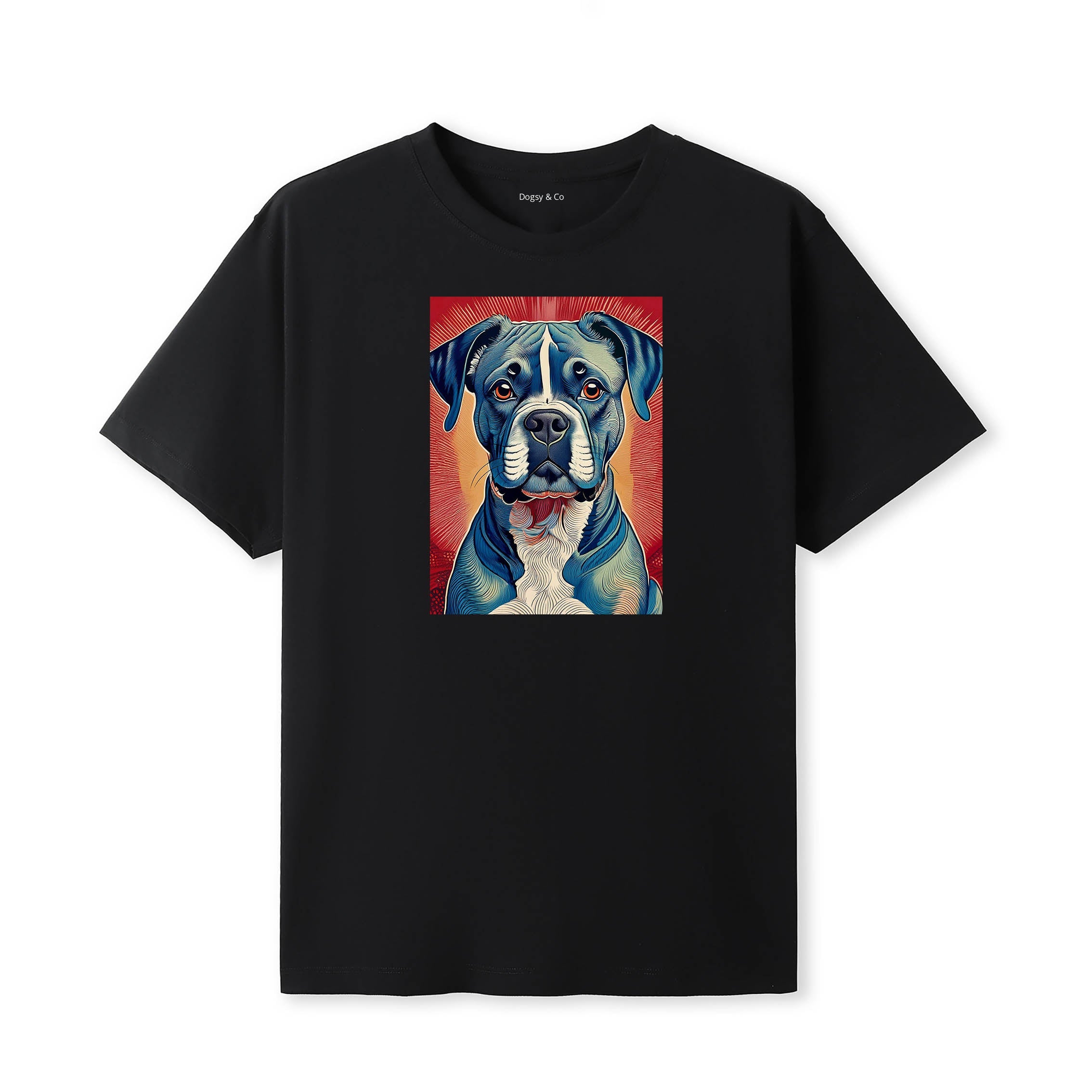 Boxer Hokusai Dog Portrait T-Shirt Black