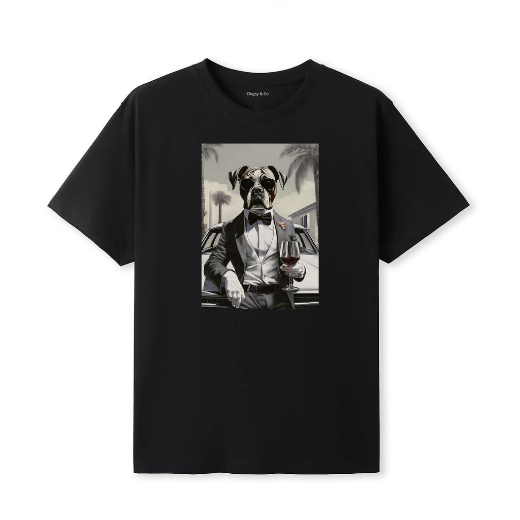 Boxer distinguished gentleman dog t-shirt - black