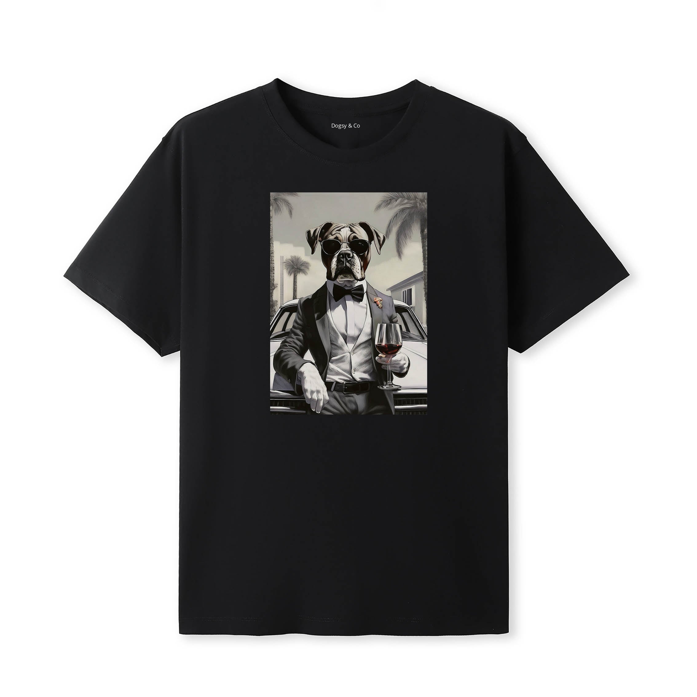Boxer distinguished gentleman dog t-shirt - black
