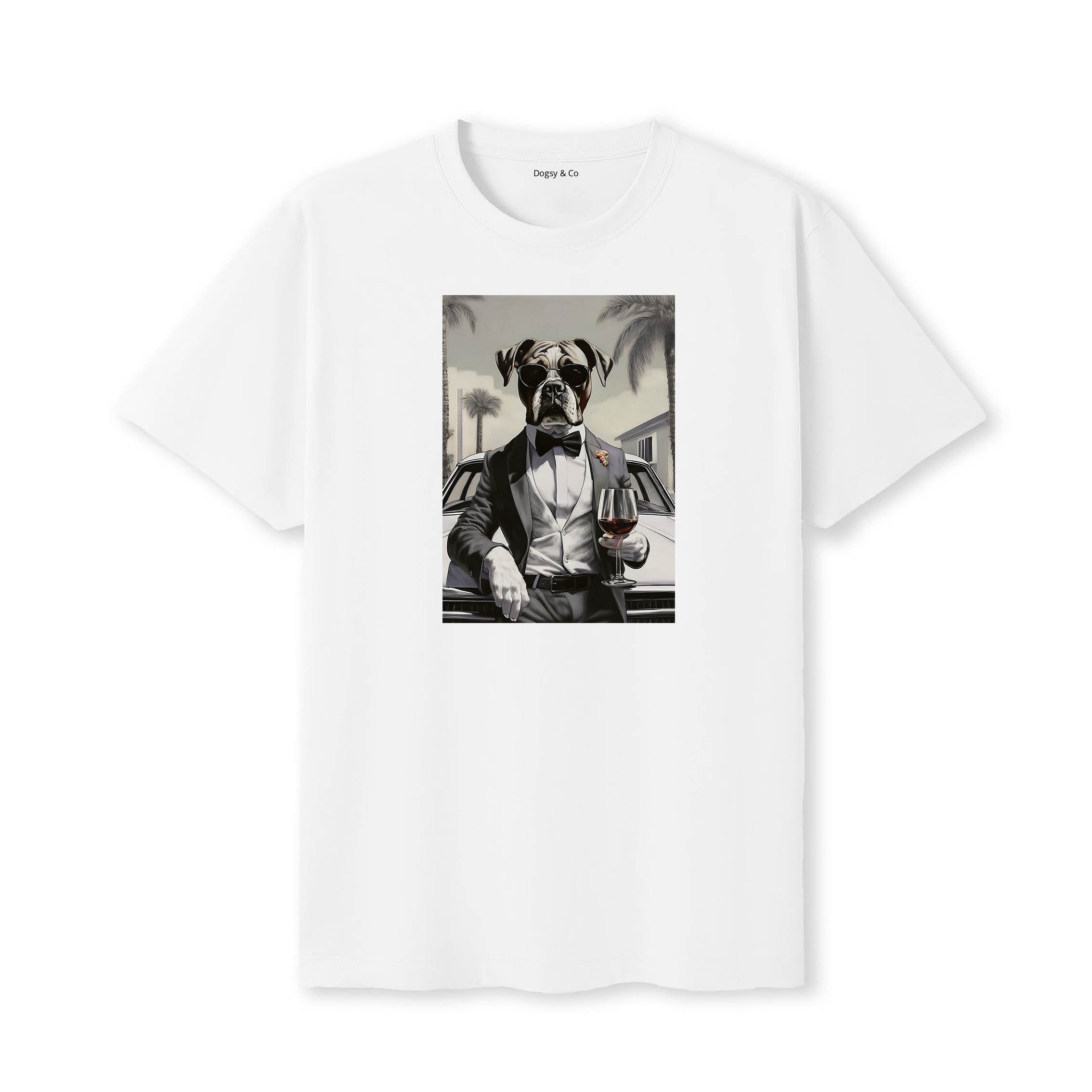 Boxer distinguished gentleman dog t-shirt - white