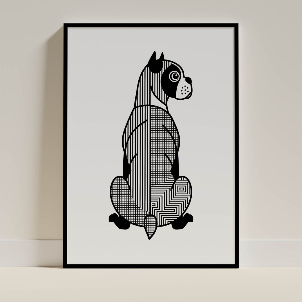 Boxer Geometric Line Art mockup