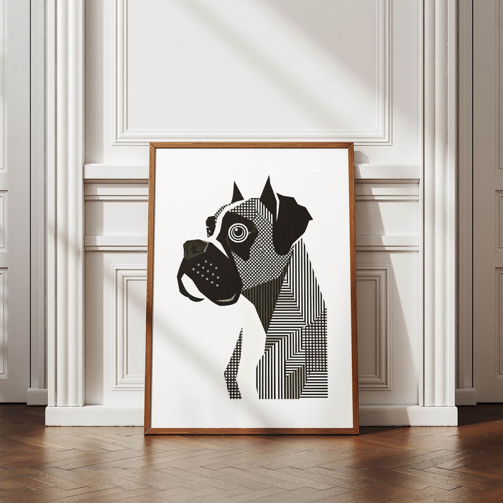 Boxer Geometric Line Art mockup