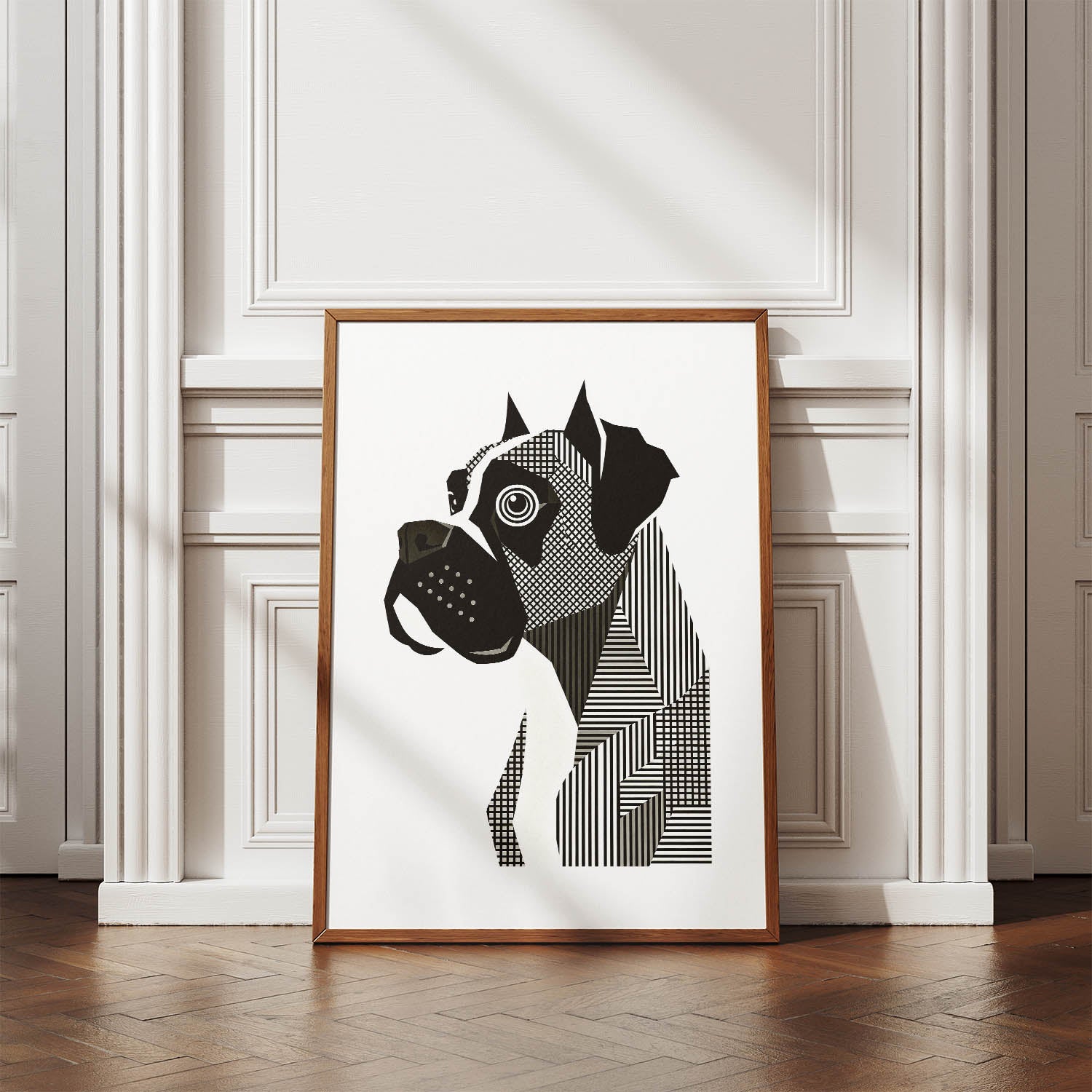Boxer Geometric Line Art mockup