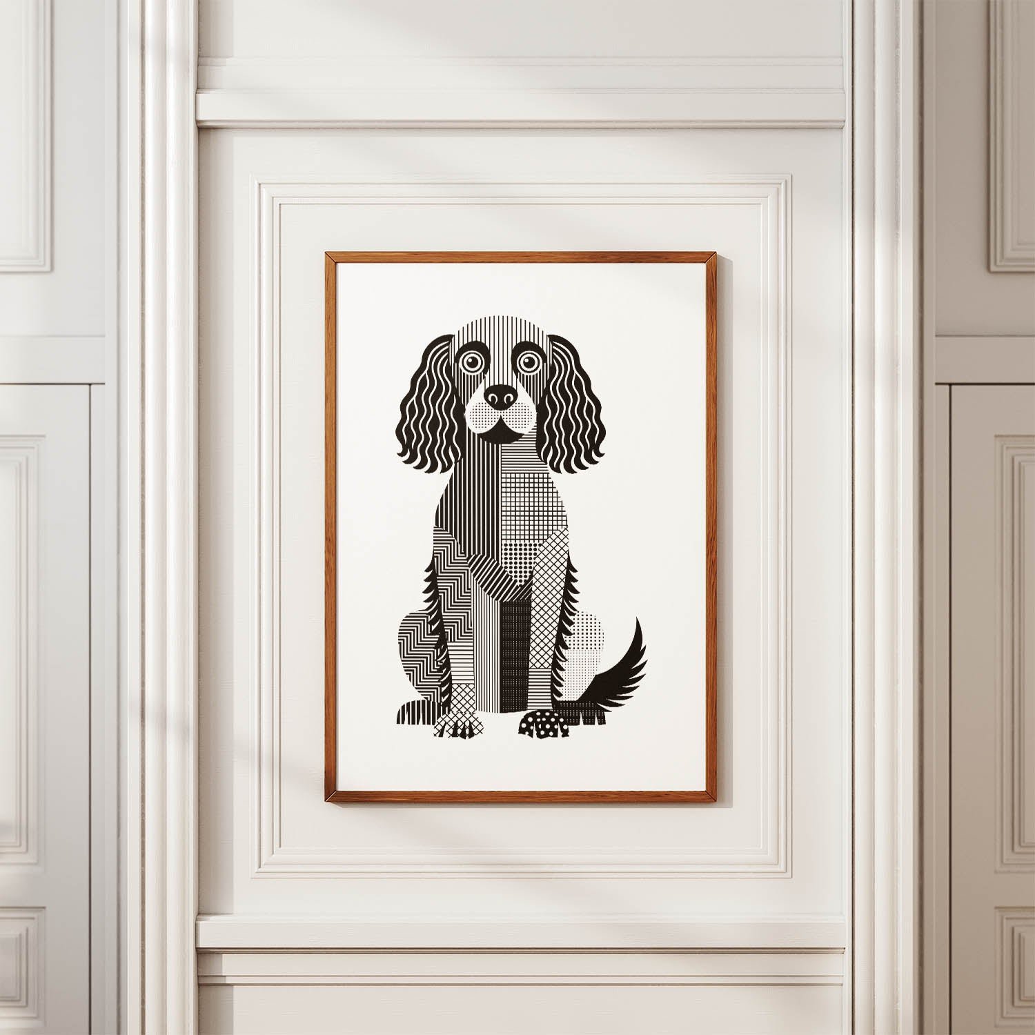 Boykin Spaniel Geometric Line Art Print - Framed Mockup