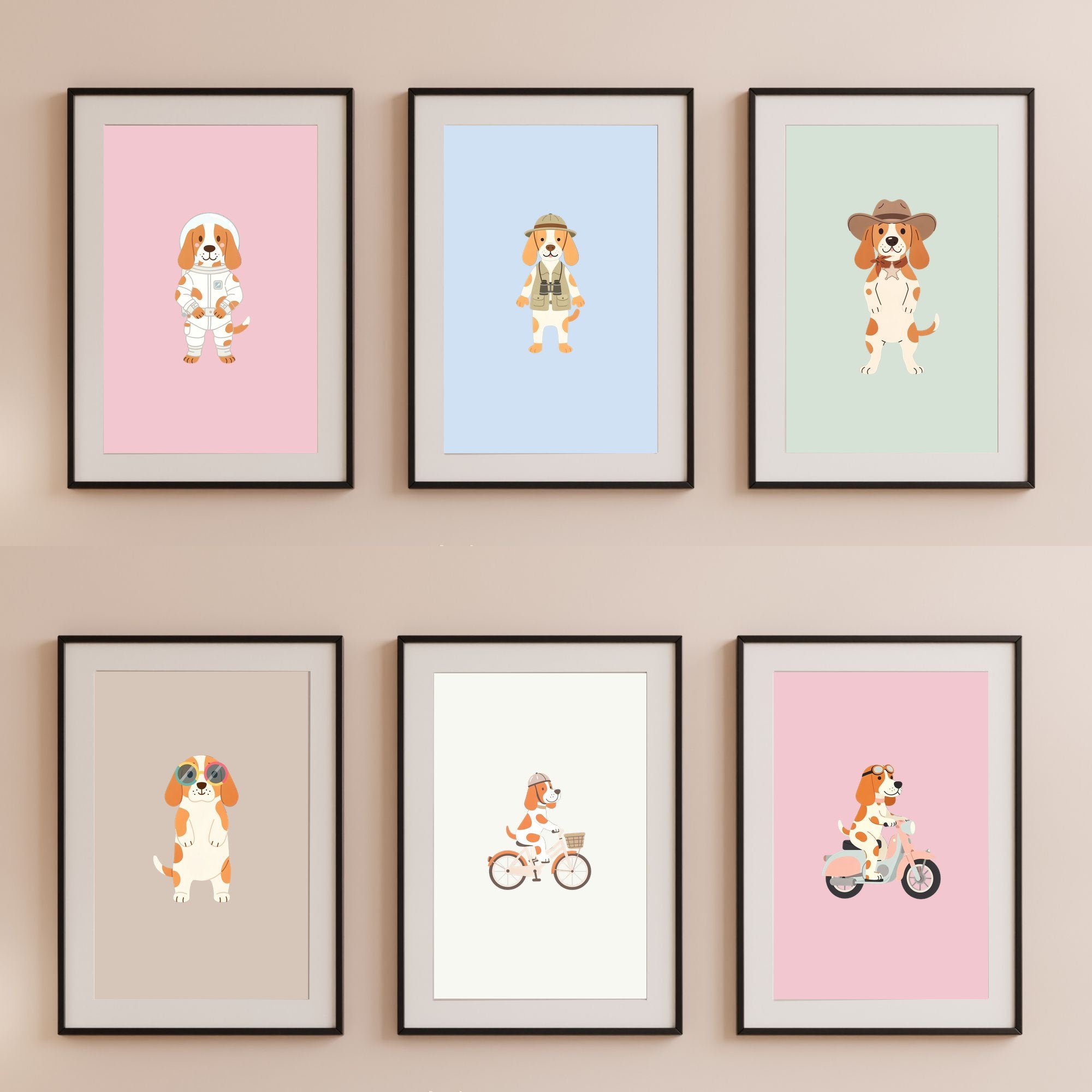 Bracco Italiano Kids Nursery Wall Art Print Bundle — 22 Dog Costume Designs, 5 Colours, 6 Print Sizes | Digital Download