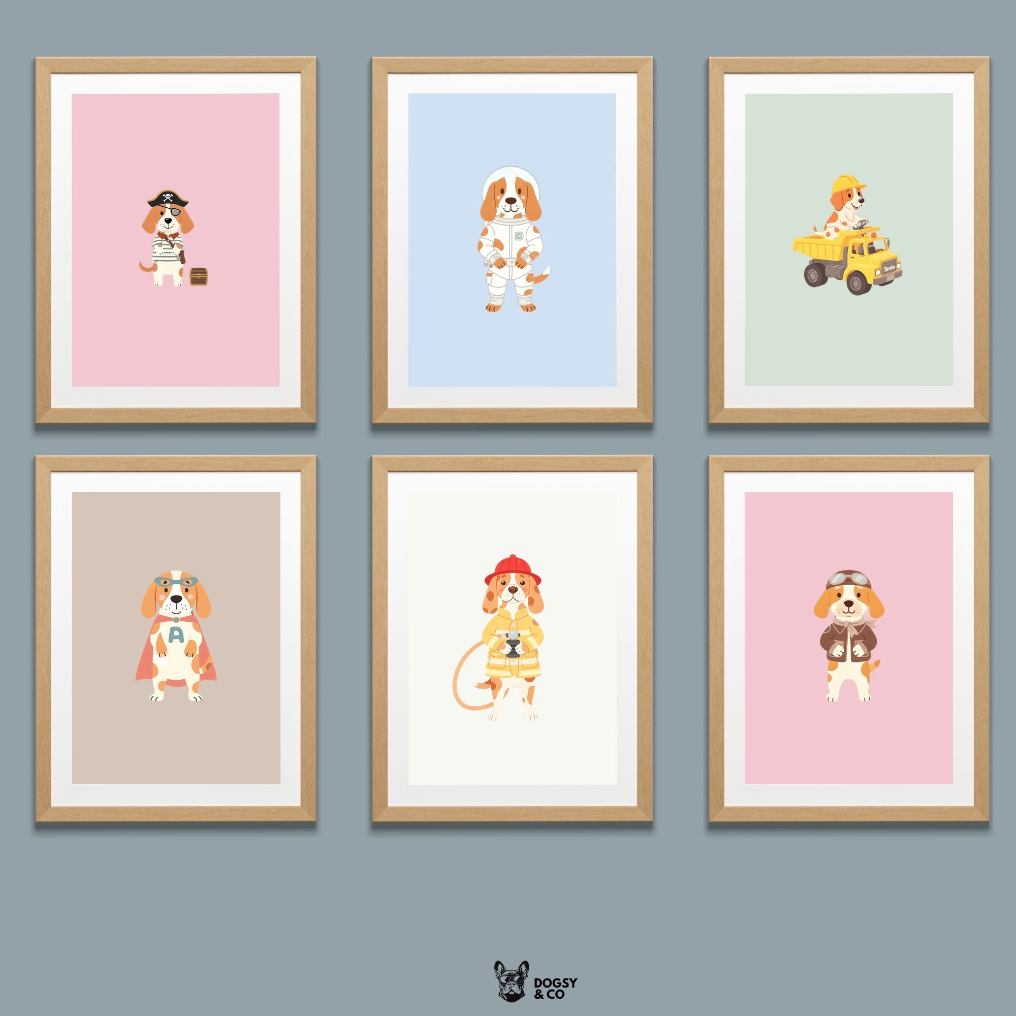 Bracco Italiano Kids Nursery Wall Art Print Bundle — 22 Dog Costume Designs, 5 Colours, 6 Print Sizes | Digital Download