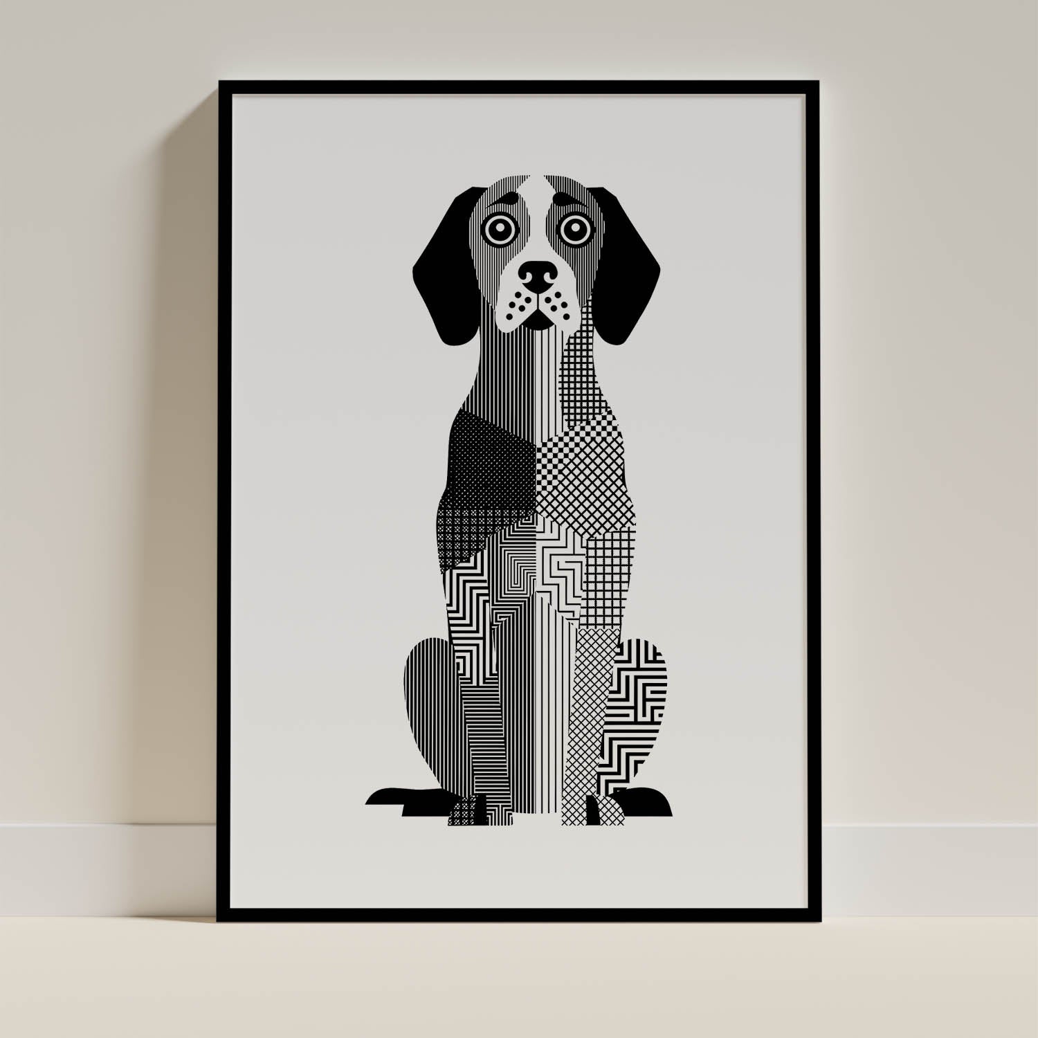 Bracco Italiano Geometric Line Art - Black Frame Mockup