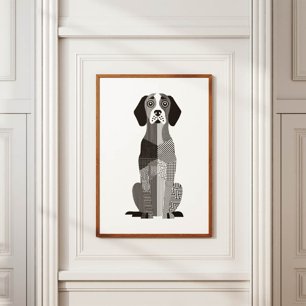 Bracco Italiano Geometric Line Art Print - Framed Mockup