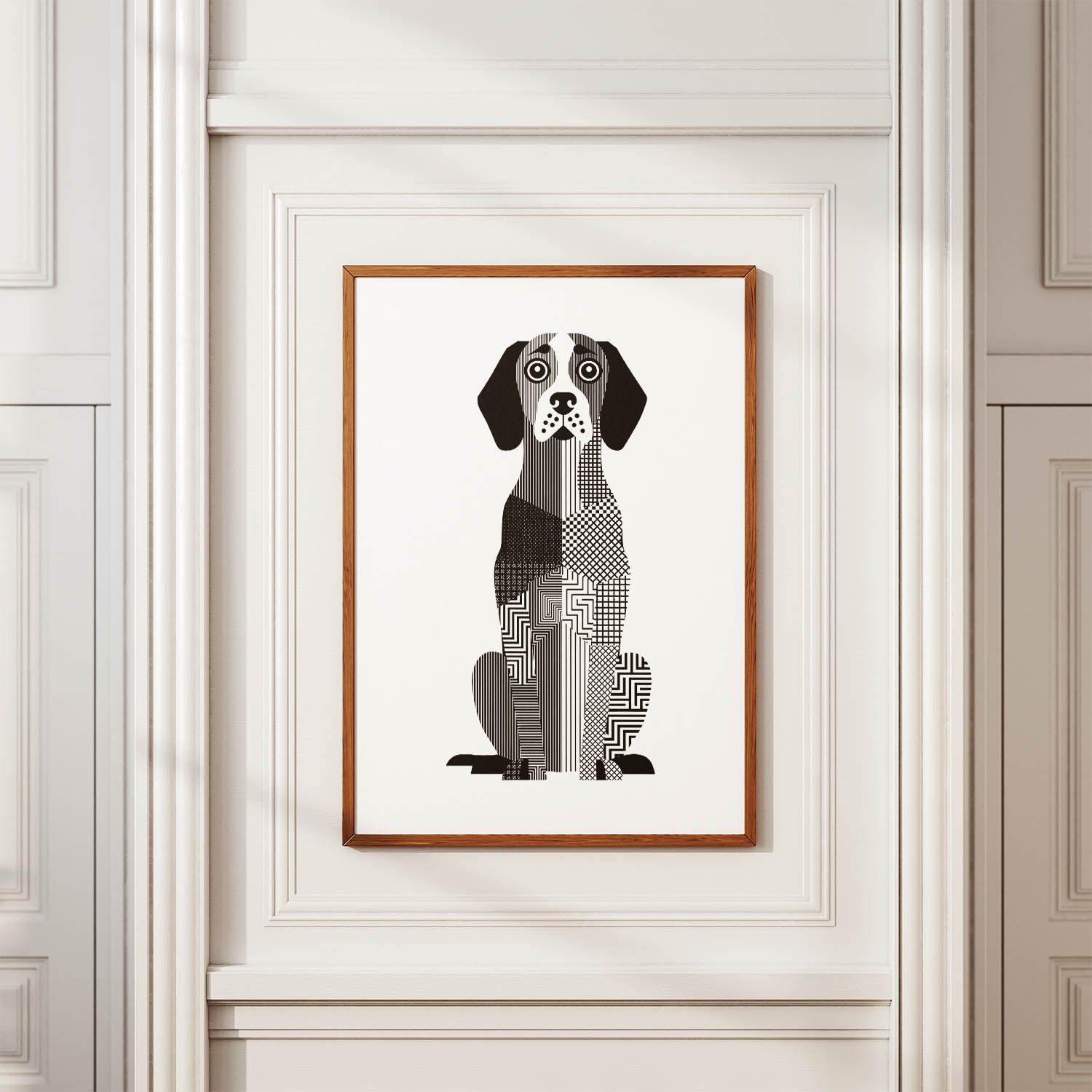 Bracco Italiano Geometric Line Art Print - Framed Mockup