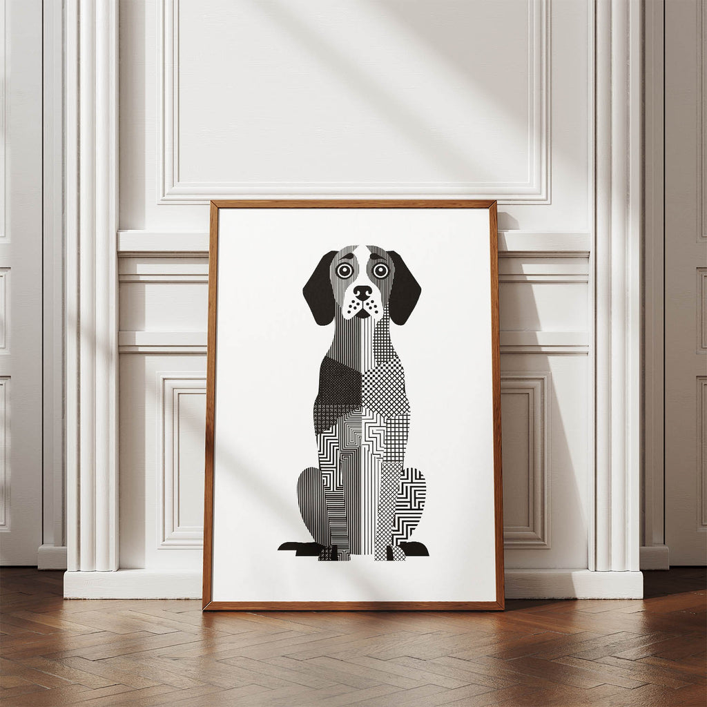 Bracco Italiano Geometric Line Art Print - Framed Mockup