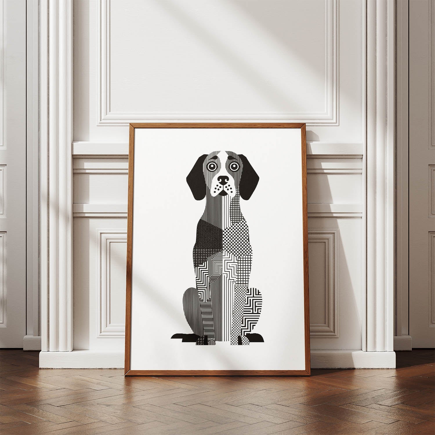 Bracco Italiano Geometric Line Art Print - Framed Mockup