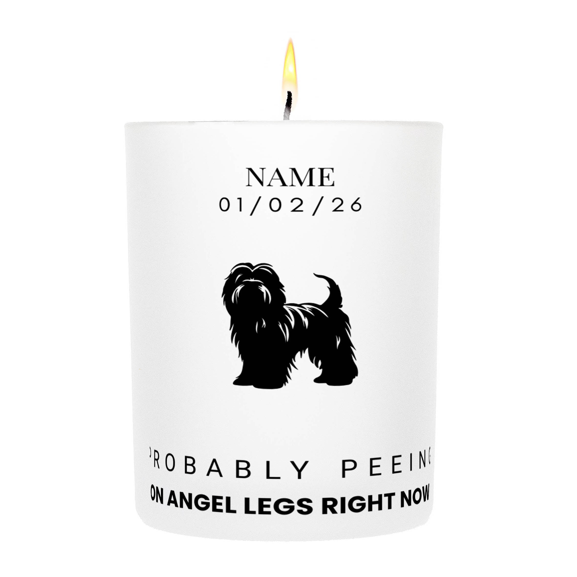 Briard – Probably Peeing on Angel Legs Right Now Custom Candle