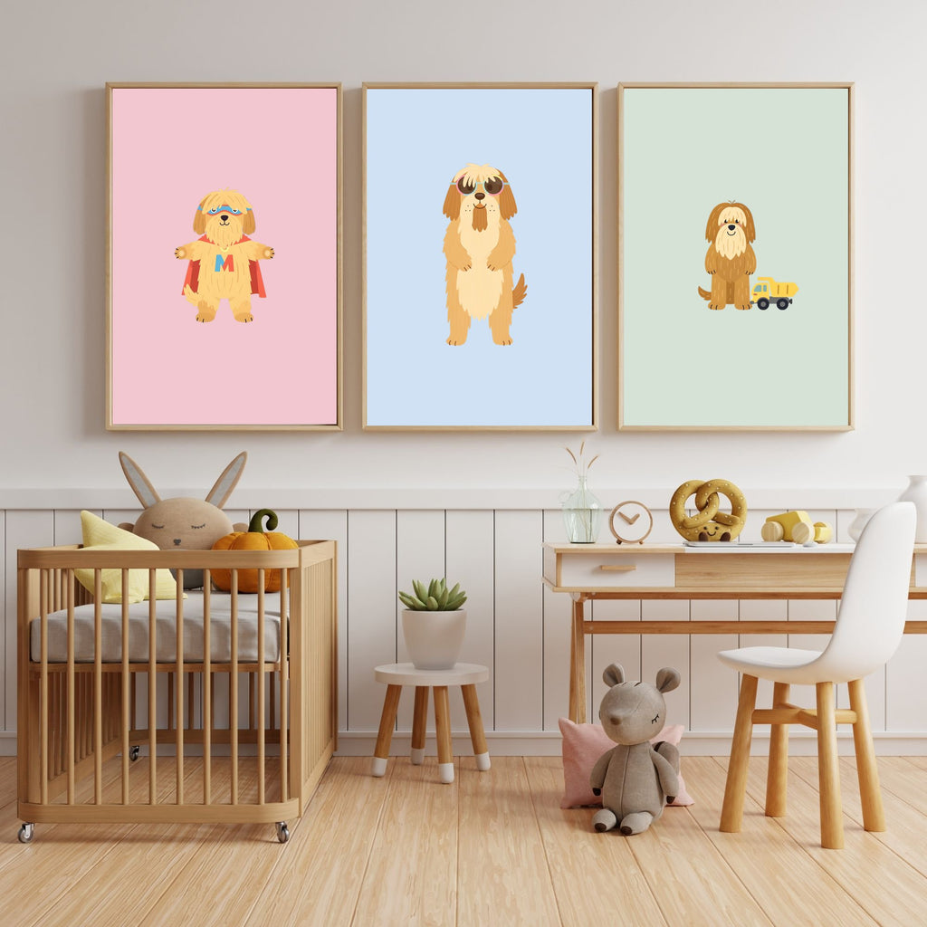 Briard Kids Nursery Wall Art Print Bundle — 22 Dog Costume Designs, 5 Colours, 6 Print Sizes | Digital Download