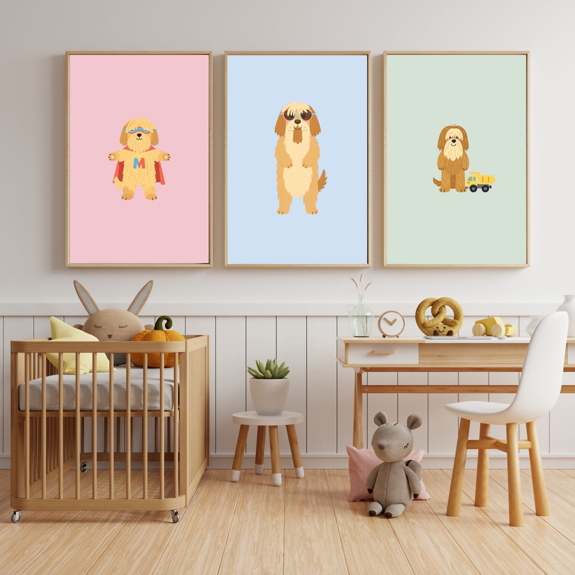 Briard Kids Nursery Wall Art Print Bundle — 22 Dog Costume Designs, 5 Colours, 6 Print Sizes | Digital Download