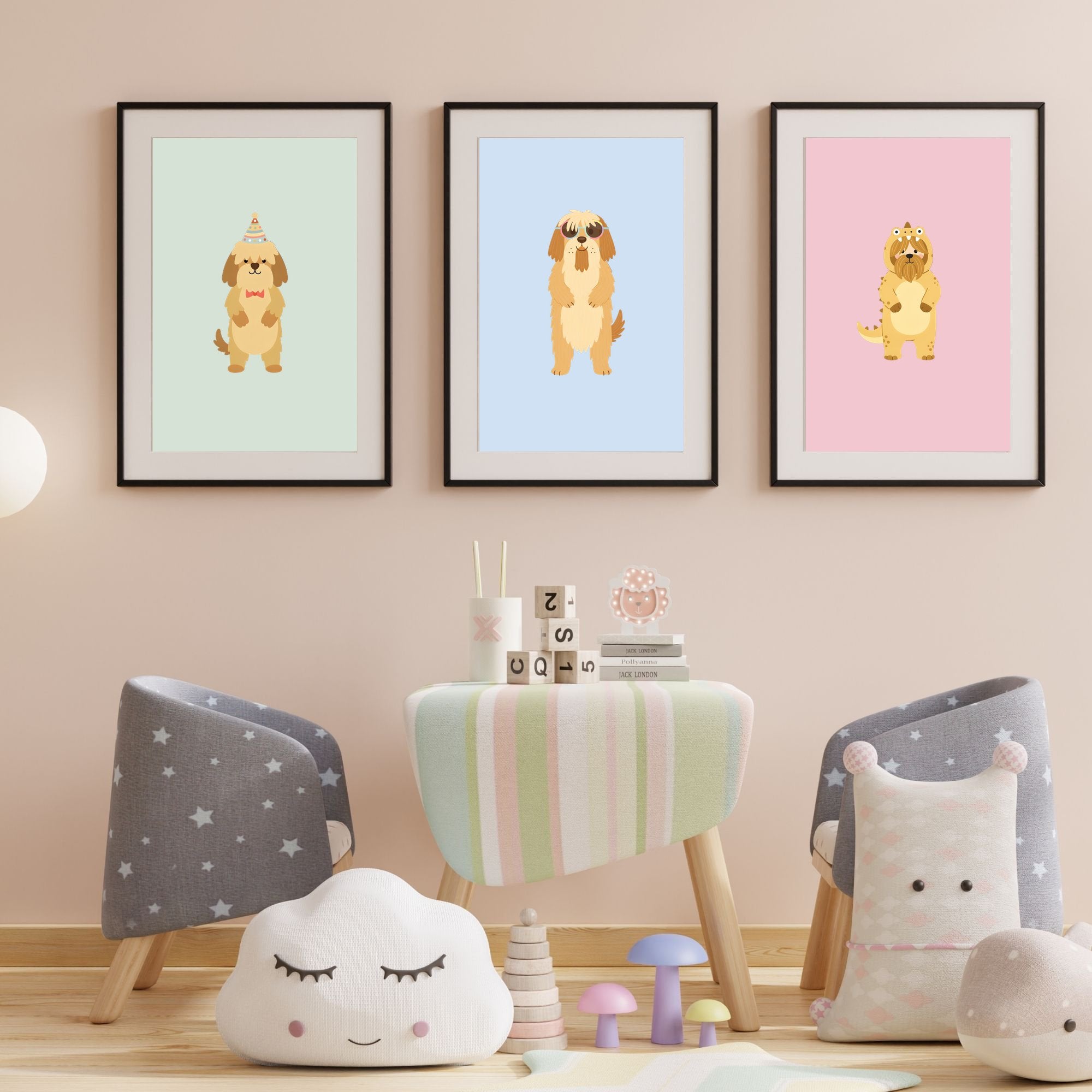 Briard Kids Nursery Wall Art Print Bundle — 22 Dog Costume Designs, 5 Colours, 6 Print Sizes | Digital Download