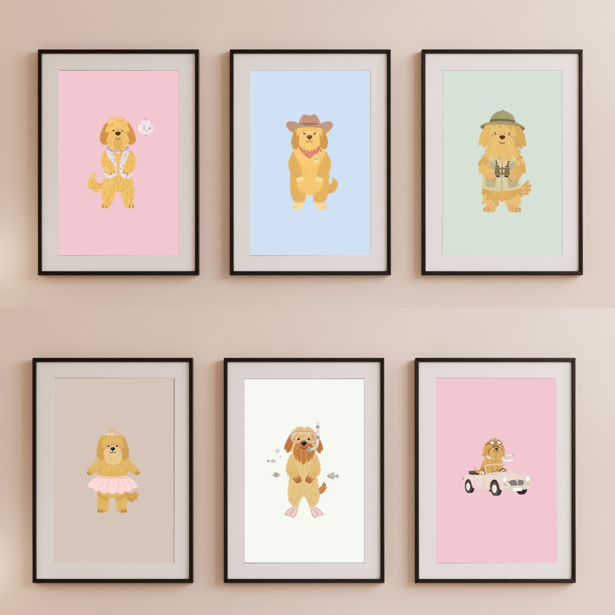 Briard Kids Nursery Wall Art Print Bundle — 22 Dog Costume Designs, 5 Colours, 6 Print Sizes | Digital Download